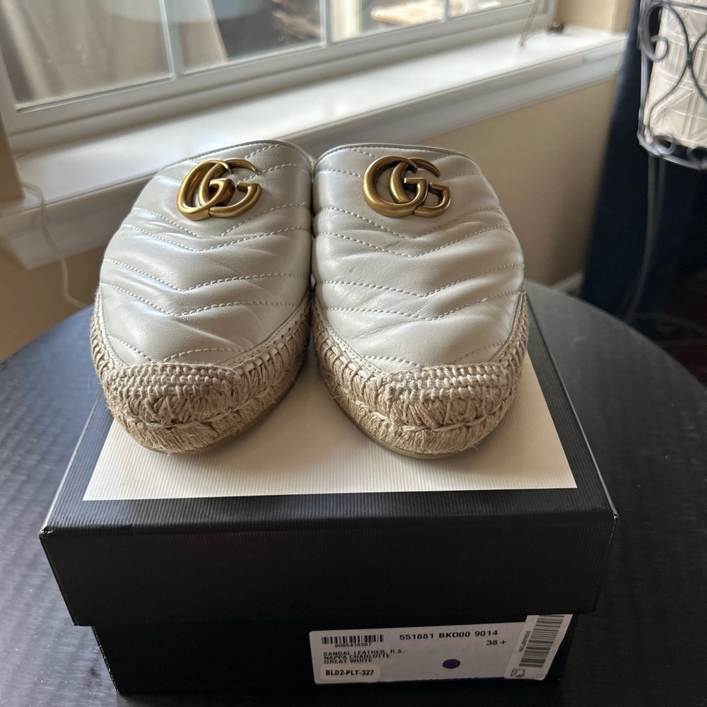 Gucci 8.5 nappa charlotte white espadrilles